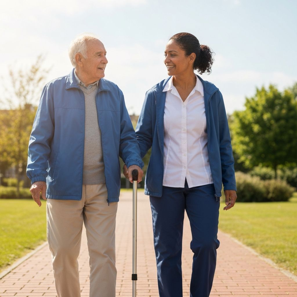 Caregiver helping senior