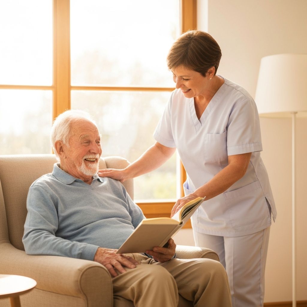 Caregiver helping senior at home